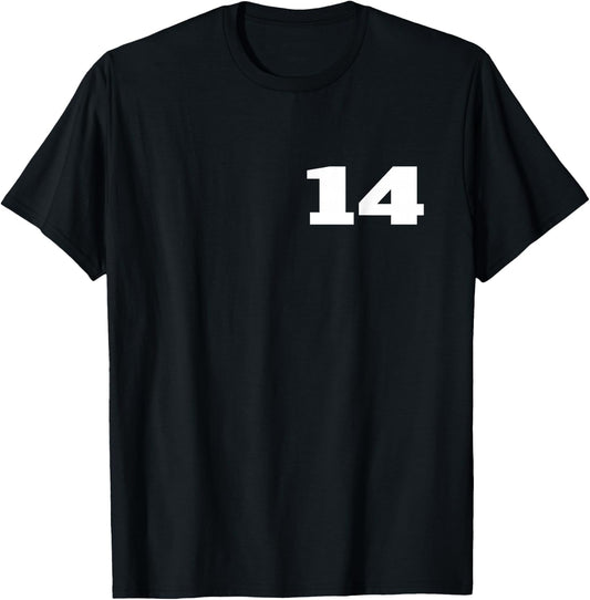 Number 14 Fourteen Sports Team FRONT PRINT Matching Birthday T-Shirt - T-Shirt | Black