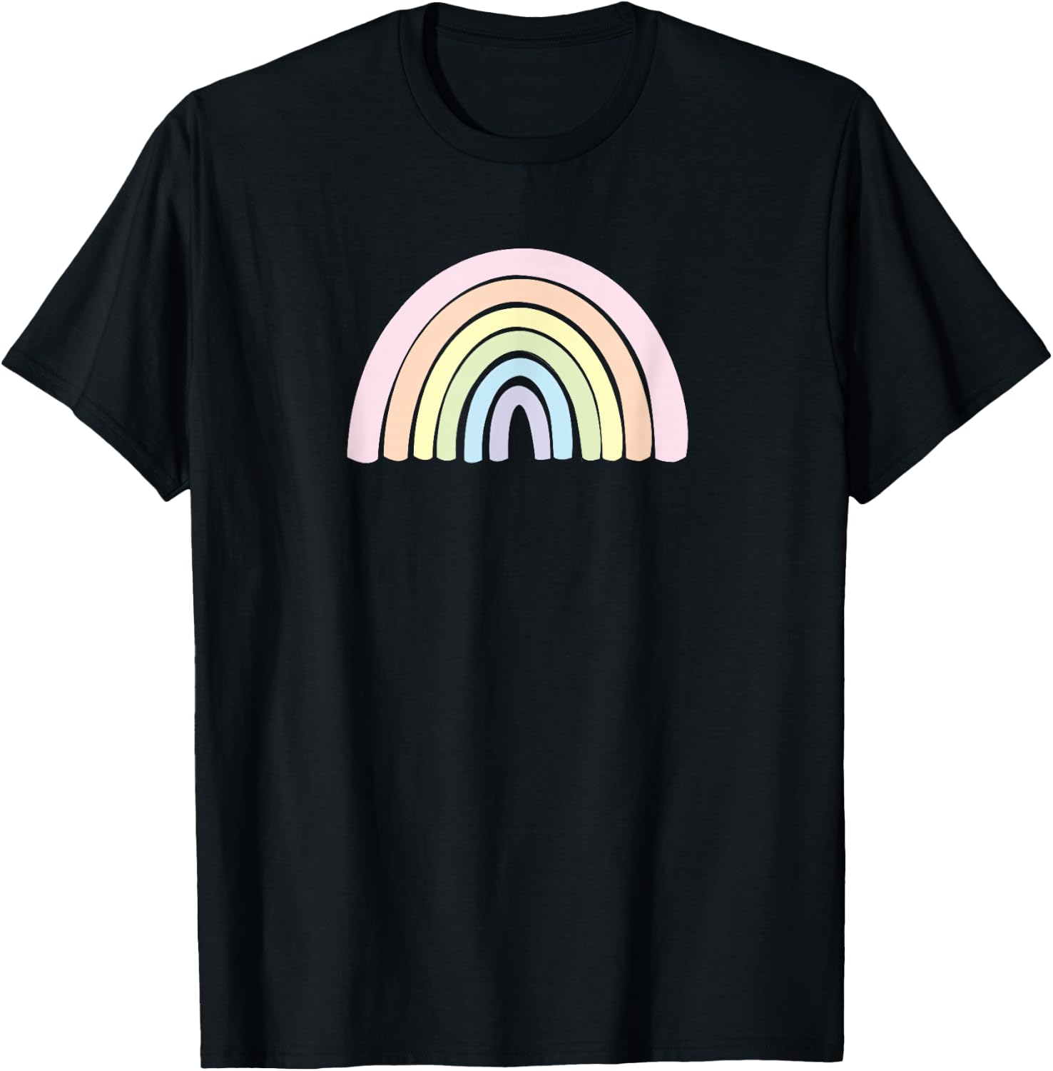 Pastel Rainbow, Cute Graphic top Short Sleeve for Woman T-Shirt - T-Shirt | Black
