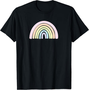 Pastel Rainbow, Cute Graphic top Short Sleeve for Woman T-Shirt - T-Shirt | Black