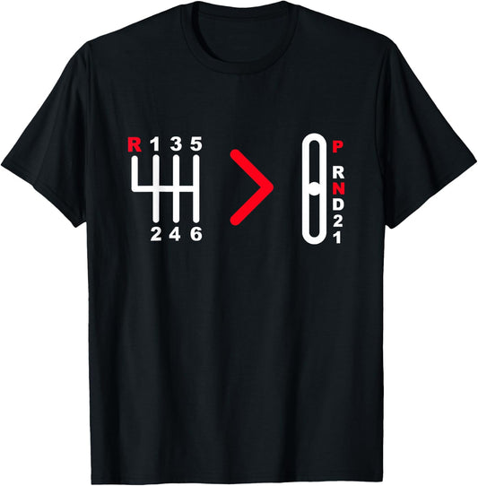 Manual Transmission Car Manual Gearbox Stick Shifting Car T-Shirt - T-Shirt | Black