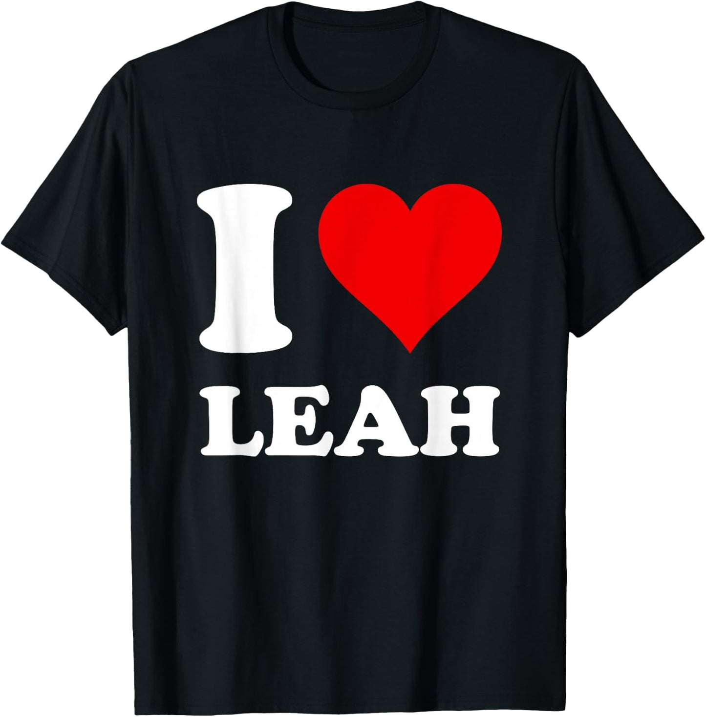 Red Heart I Love Leah T-Shirt - T-Shirt | Black