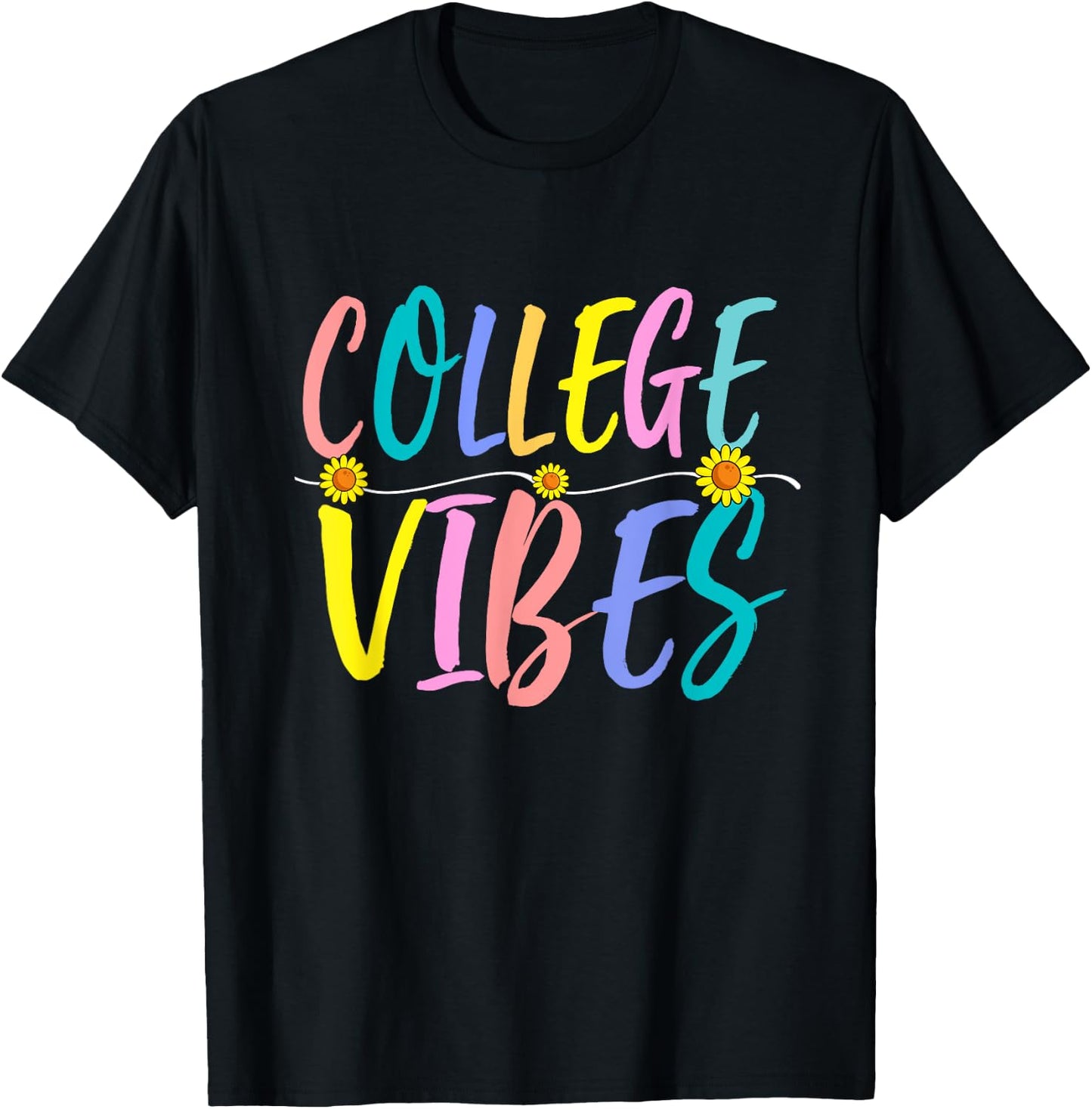Back To School College Vibes Student Teacher Women Girls T-Shirt - T-Shirt | Black