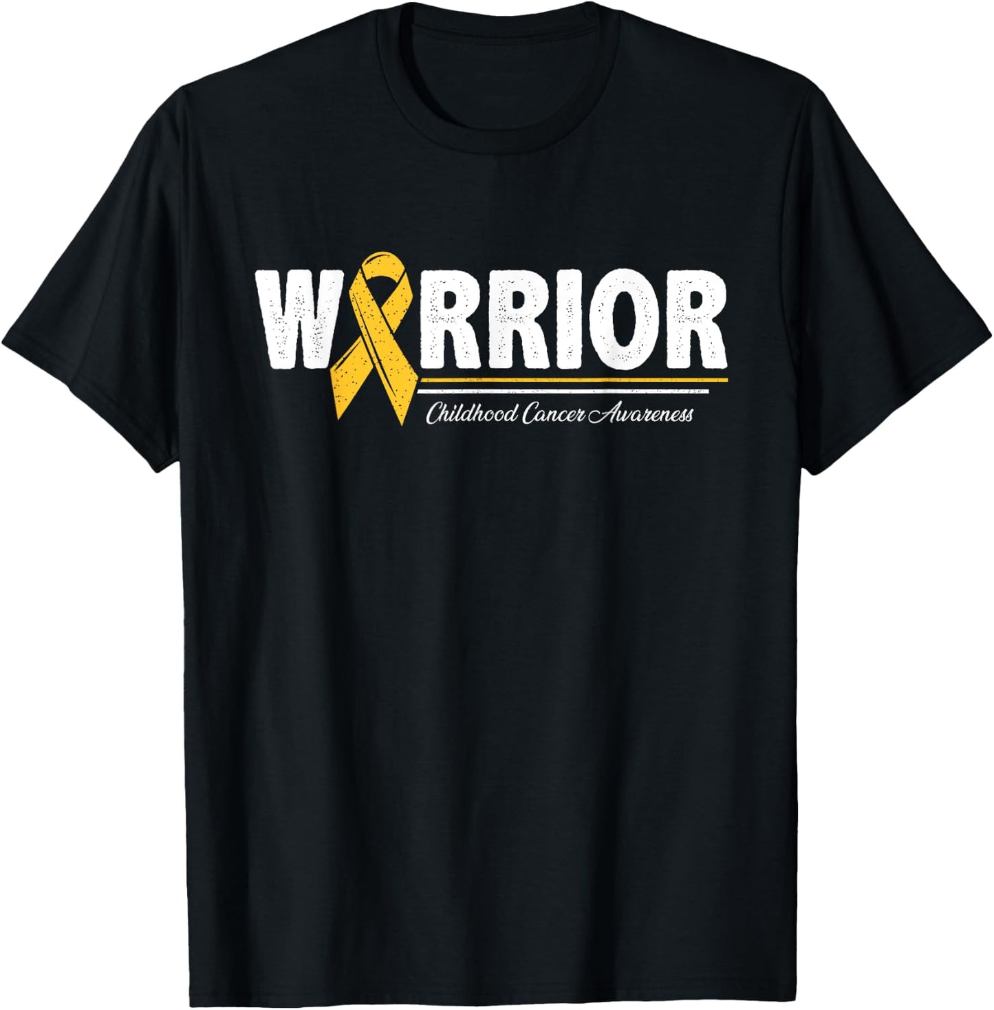 Warrior Childhood Cancer Awareness Ribbon T-Shirt - T-Shirt | Black