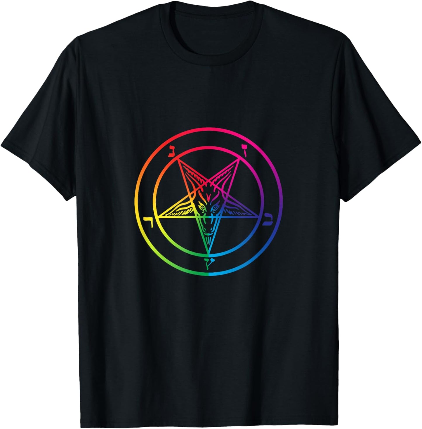 Rainbow Pentagram From The Satanic Flag Graphic T-Shirt - T-Shirt | Black