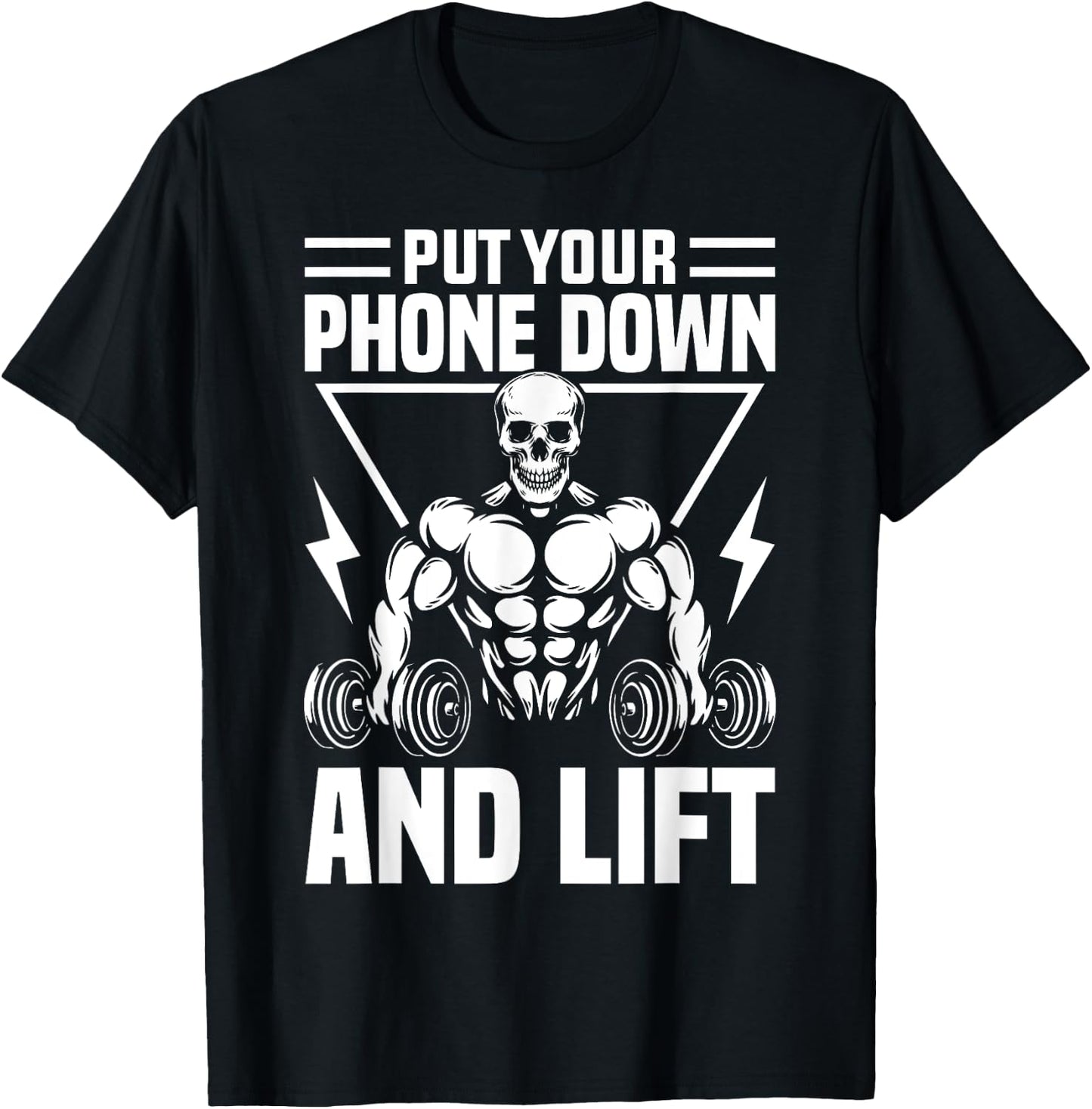 Put Your Phone Down And Lift Gym Etiquette Fitness Rules Fun T-Shirt - T-Shirt | Black