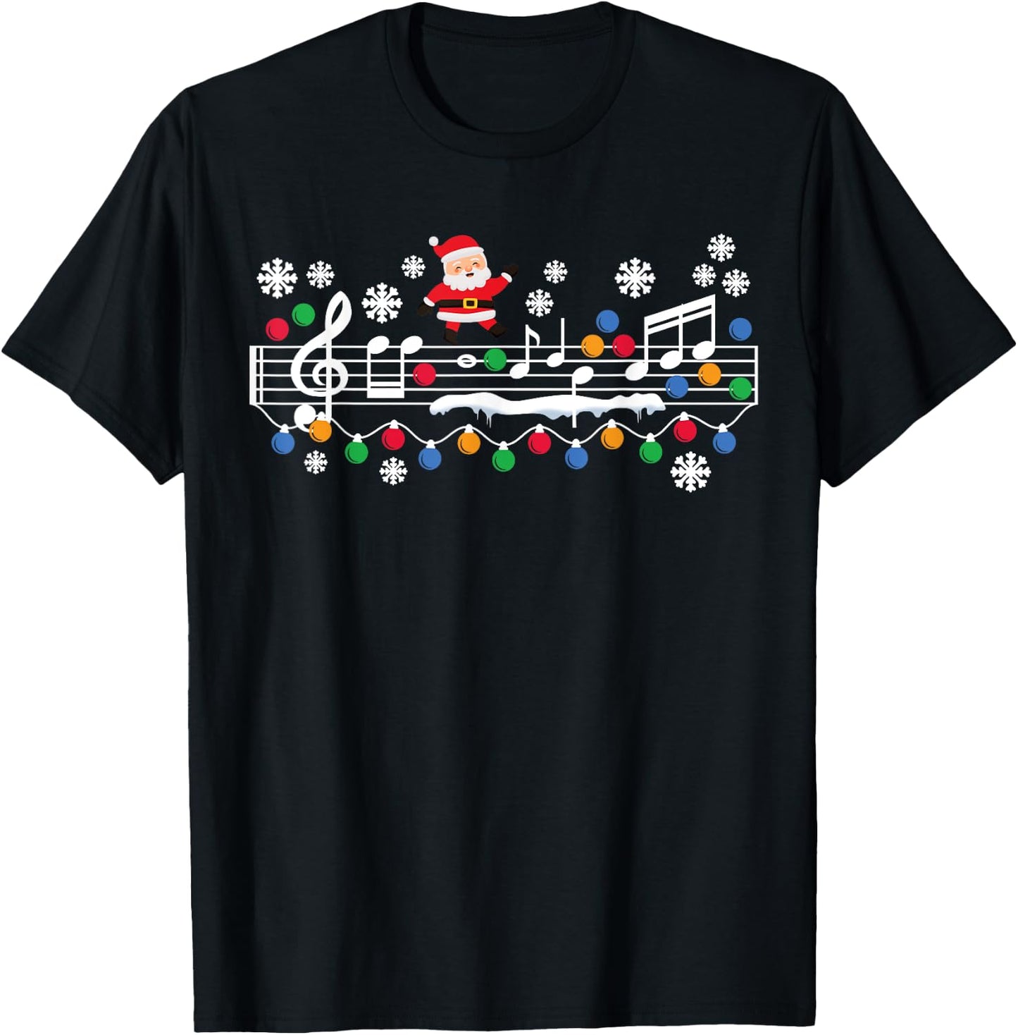 Music Teacher Christmas Santa Music Teaching Xmas Party T-Shirt - T-Shirt | Black