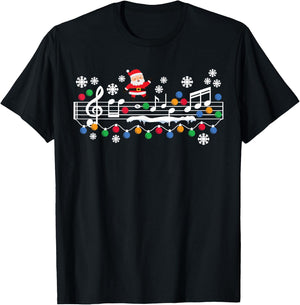 Music Teacher Christmas Santa Music Teaching Xmas Party T-Shirt - T-Shirt | Black