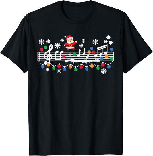 Music Teacher Christmas Santa Music Teaching Xmas Party T-Shirt - T-Shirt | Black