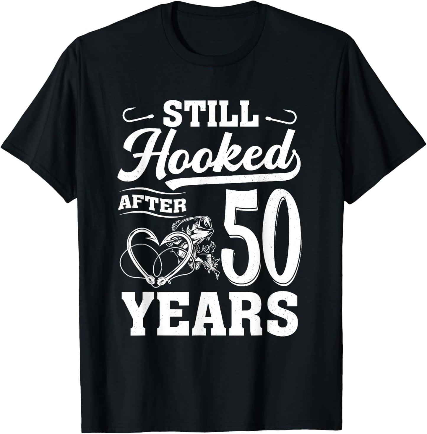 Fishing Couple 50 Years Anniversary 50th Wedding Celebration T-Shirt - T-Shirt | Black