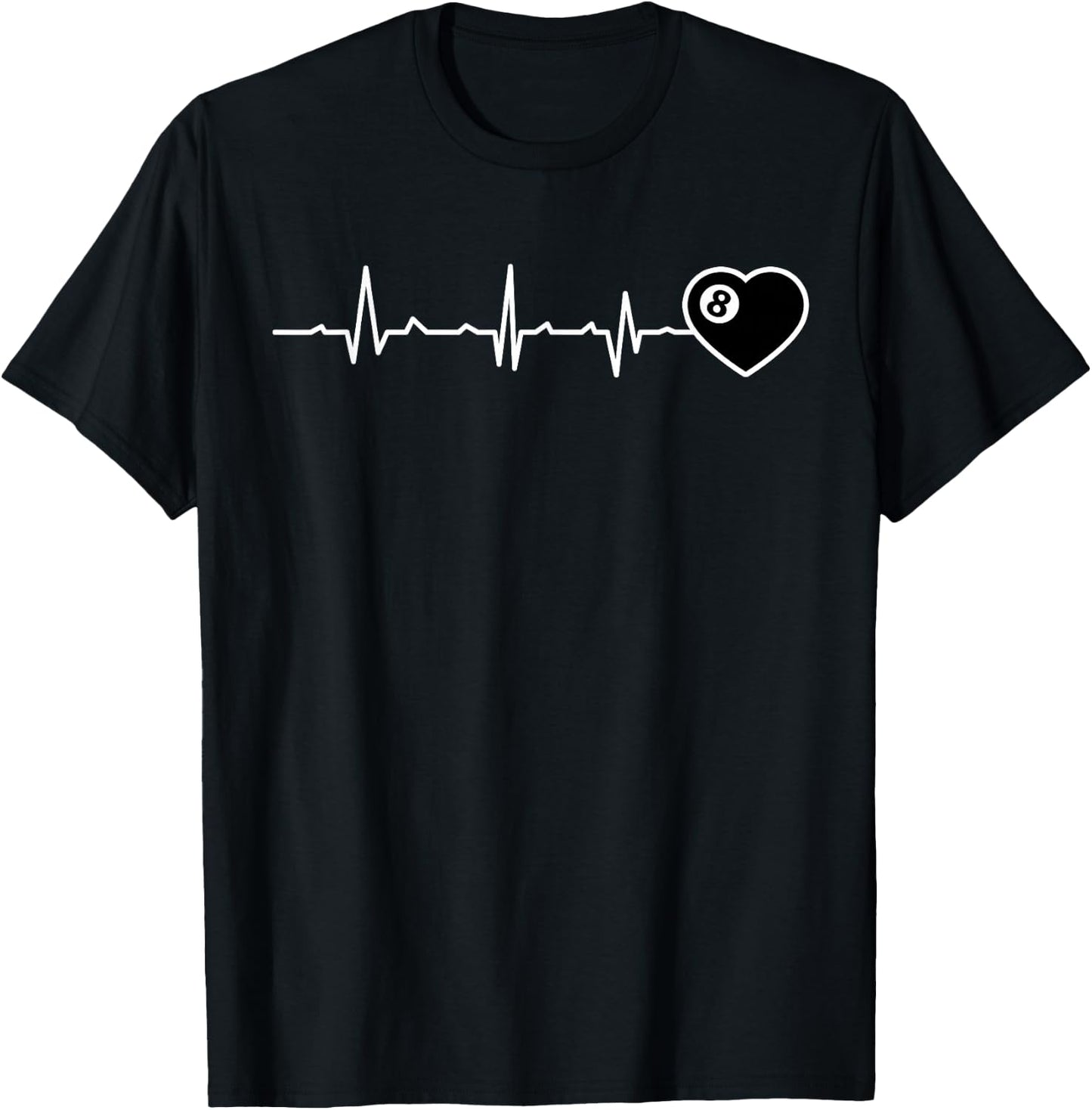 Pool Players Heartbeat Billiards 8 Ball T-Shirt - T-Shirt | Black