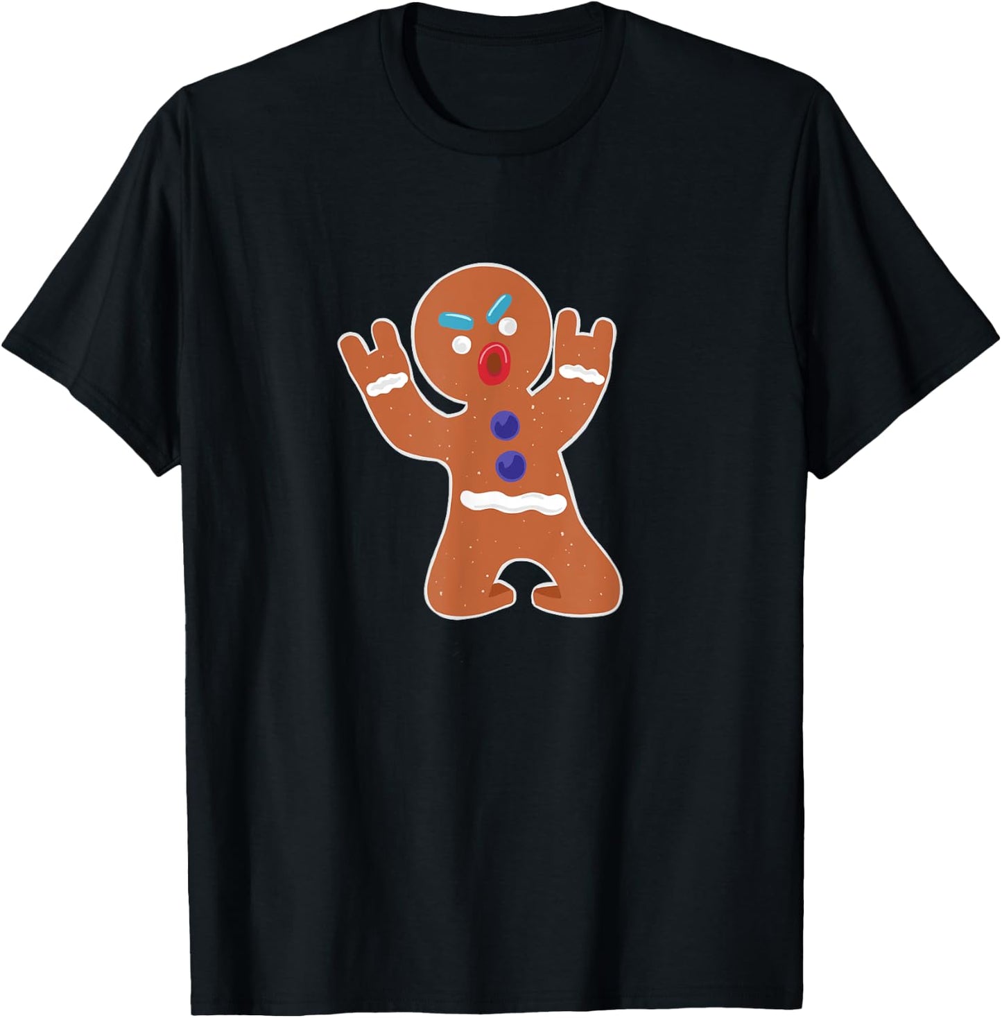 Gingerbread Man funny Metal Christmas T-Shirt - T-Shirt | Black