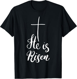 He Is Risen Easter Bunny Christ T-Shirt - T-Shirt | Black