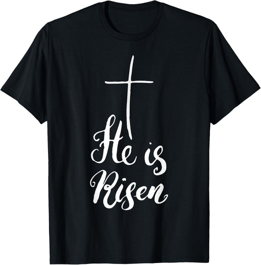 He Is Risen Easter Bunny Christ T-Shirt - T-Shirt | Black