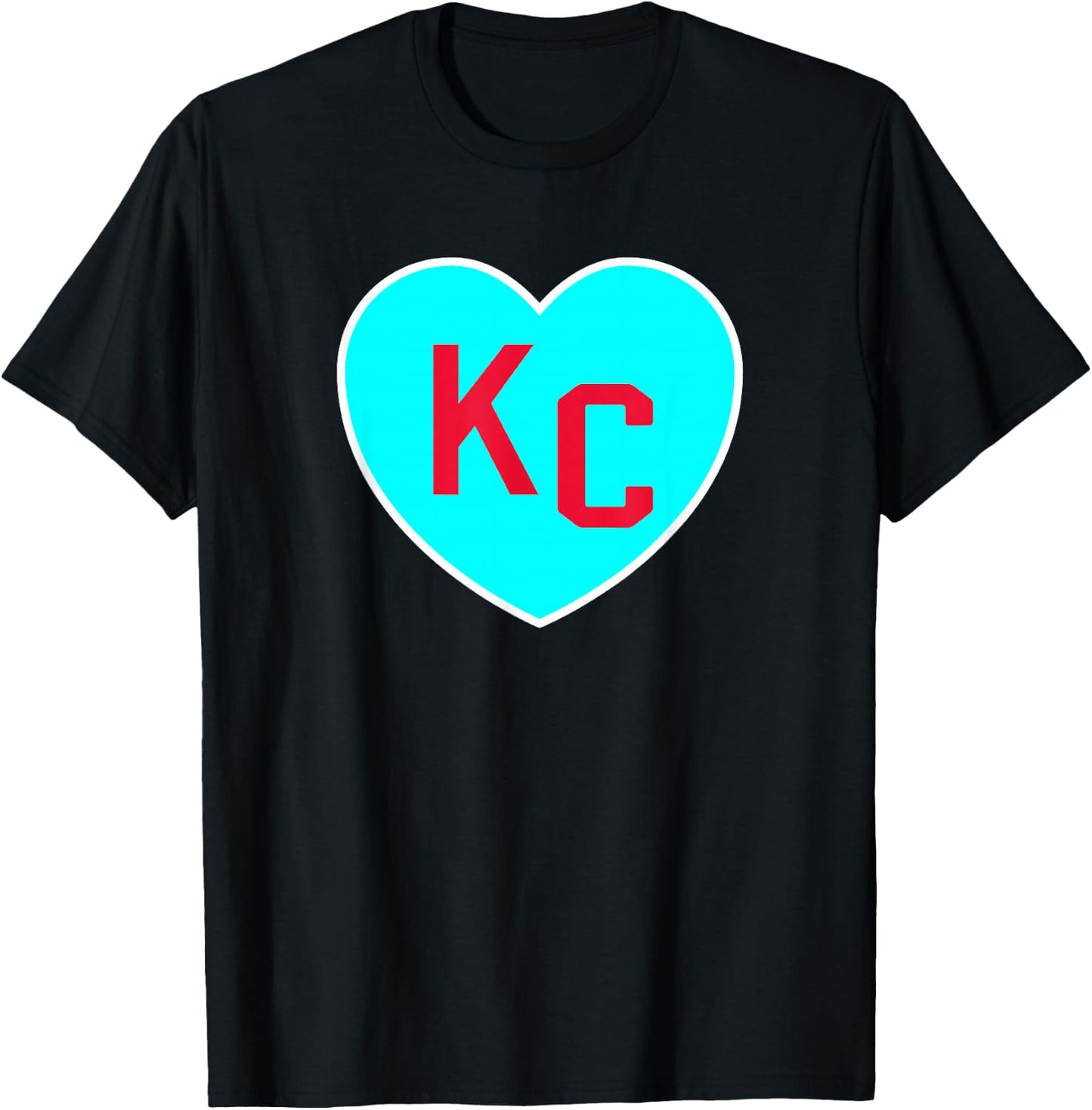Cool KC Teal Heart Kansas City Teal Blue/Red KC Kansas City T-Shirt - T-Shirt | Black
