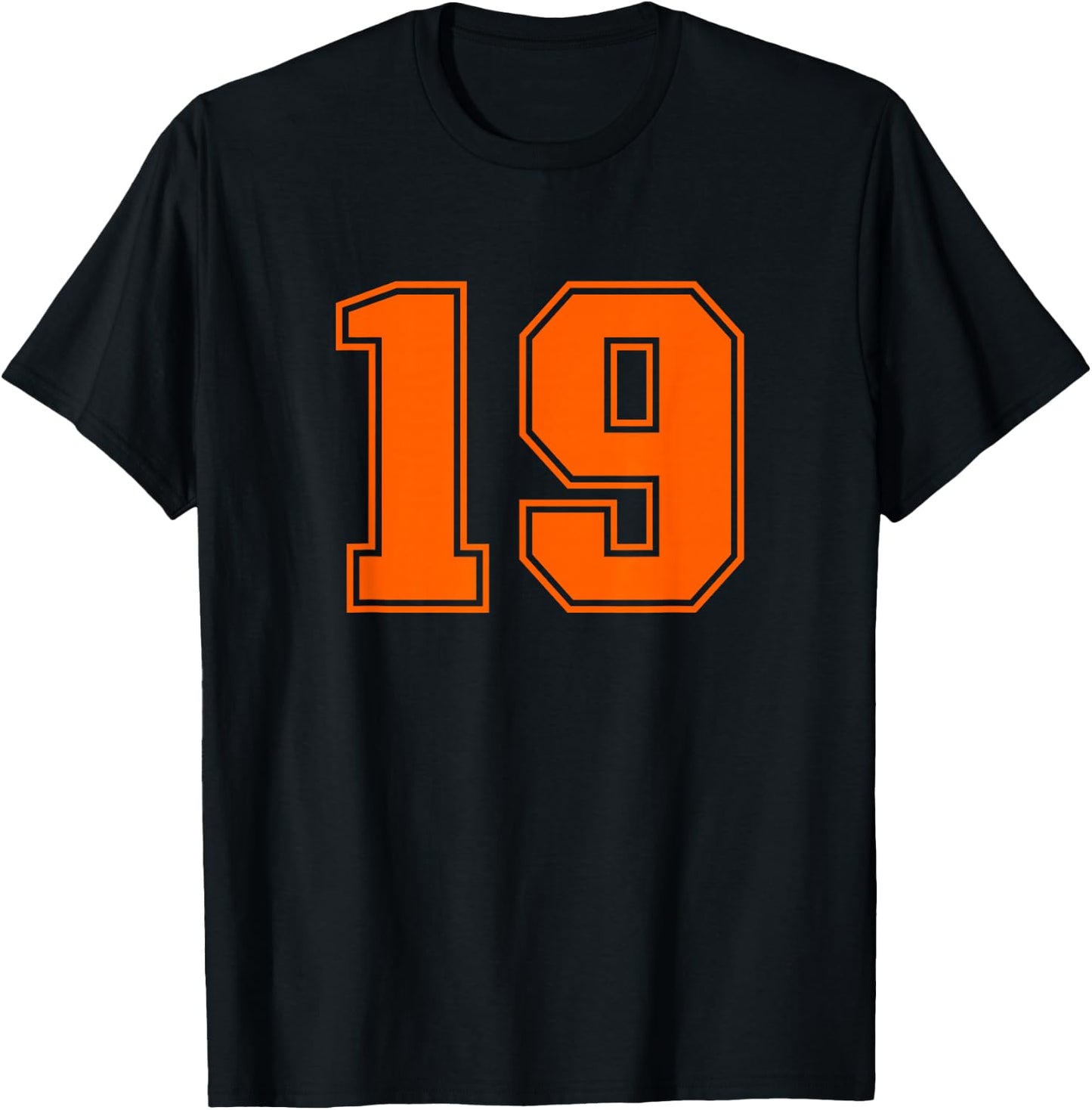 Number #19 Orange Sports Jersey Lucky Number T-Shirt - T-Shirt | Black
