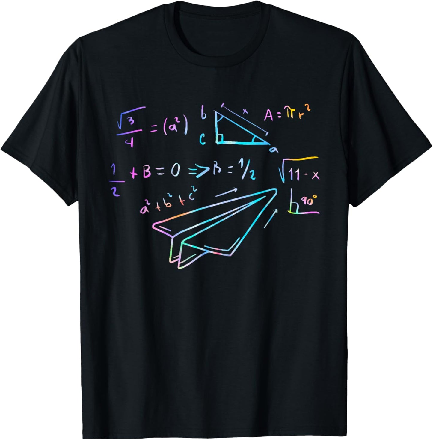 Paper Airplane Pilot Math Teacher Engineer Paper Plane T-Shirt - T-Shirt | Black
