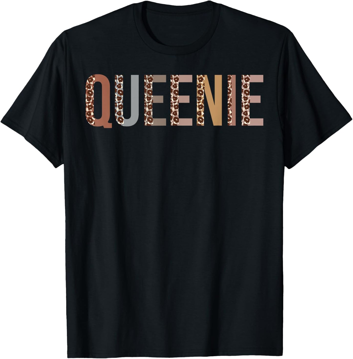 Queenie Leopard Print Mom Cute Mothers Day Funny Grandma T-Shirt - T-Shirt | Black