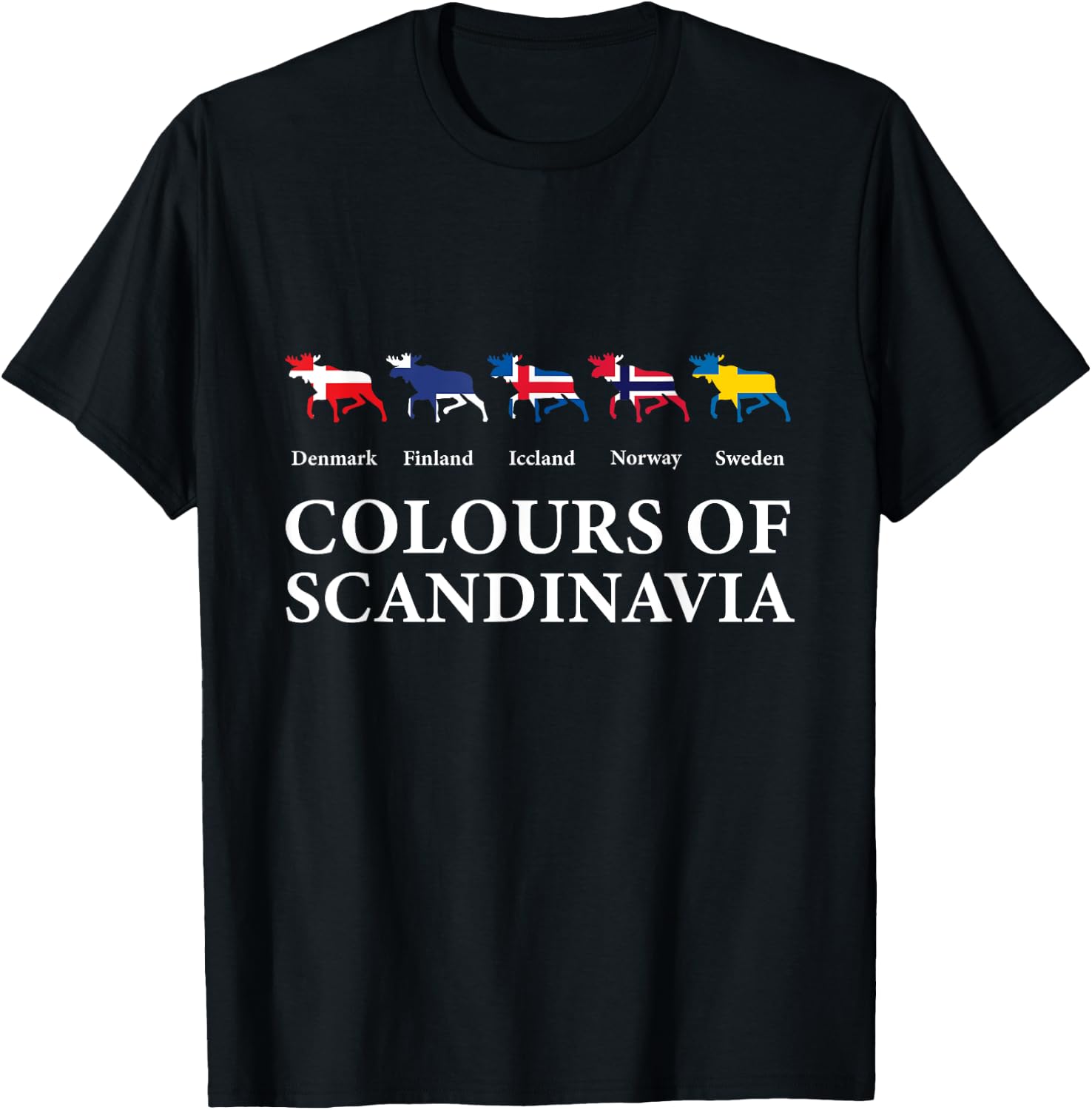 Colours of Scandinavia Scandinavian European Countries T-Shirt - T-Shirt | Black