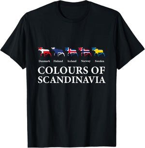 Colours of Scandinavia Scandinavian European Countries T-Shirt - T-Shirt | Black