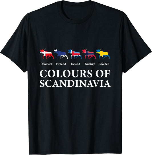 Colours of Scandinavia Scandinavian European Countries T-Shirt - T-Shirt | Black
