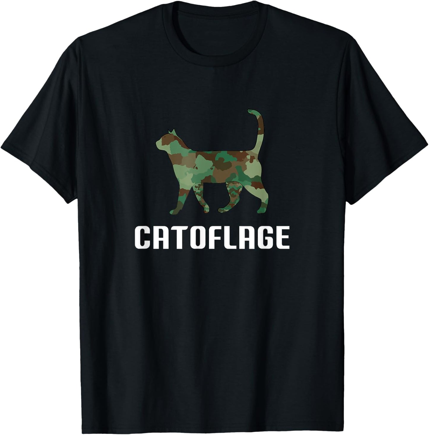 Funny Cat Lover Camouflage Print Catoflage Cat in T-Shirt - T-Shirt | Black