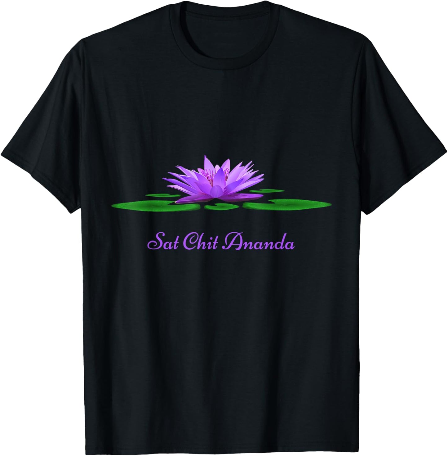 Sat Chit Ananda Mantra Purple Lotus Flower T-Shirt - T-Shirt | Black