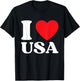 I Heart USA I Love USA Red Heart USA Lovers Patriotic T-Shirt - T-Shirt | Black