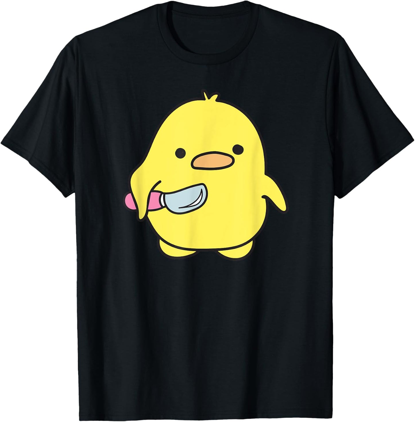 Funny Cute Baby Chicken With Knife Meme T-Shirt - T-Shirt | Black