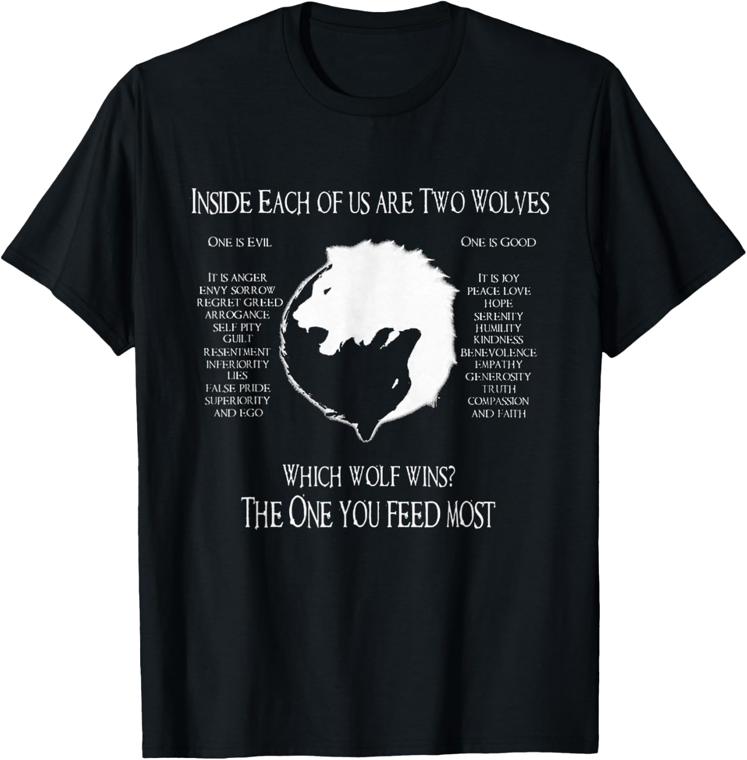 Cherokee Wolf! - Inside Each Of Us Are Two Wolves One T-Shirt - T-Shirt | Black