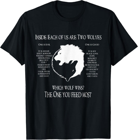 Cherokee Wolf! - Inside Each Of Us Are Two Wolves One T-Shirt - T-Shirt | Black