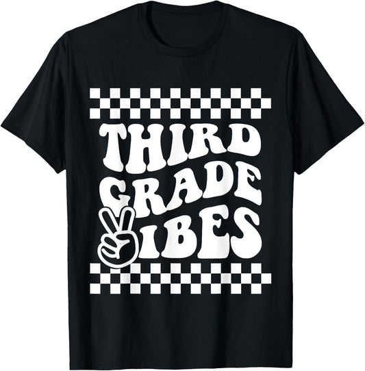 First Day of Third Grade Vibes Girls Back to School Boys T-Shirt - T-Shirt | Black