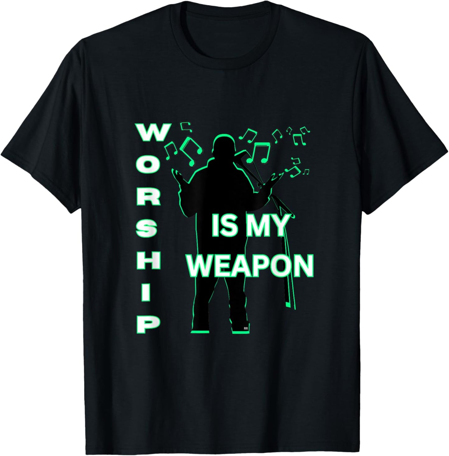 Guy Singing WORSHIP IS MY WEAPON Worship Leader Gift T-Shirt - T-Shirt | Black