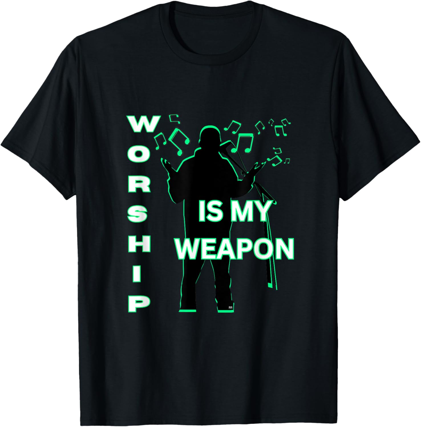 Guy Singing WORSHIP IS MY WEAPON Worship Leader Gift T-Shirt - T-Shirt | Black