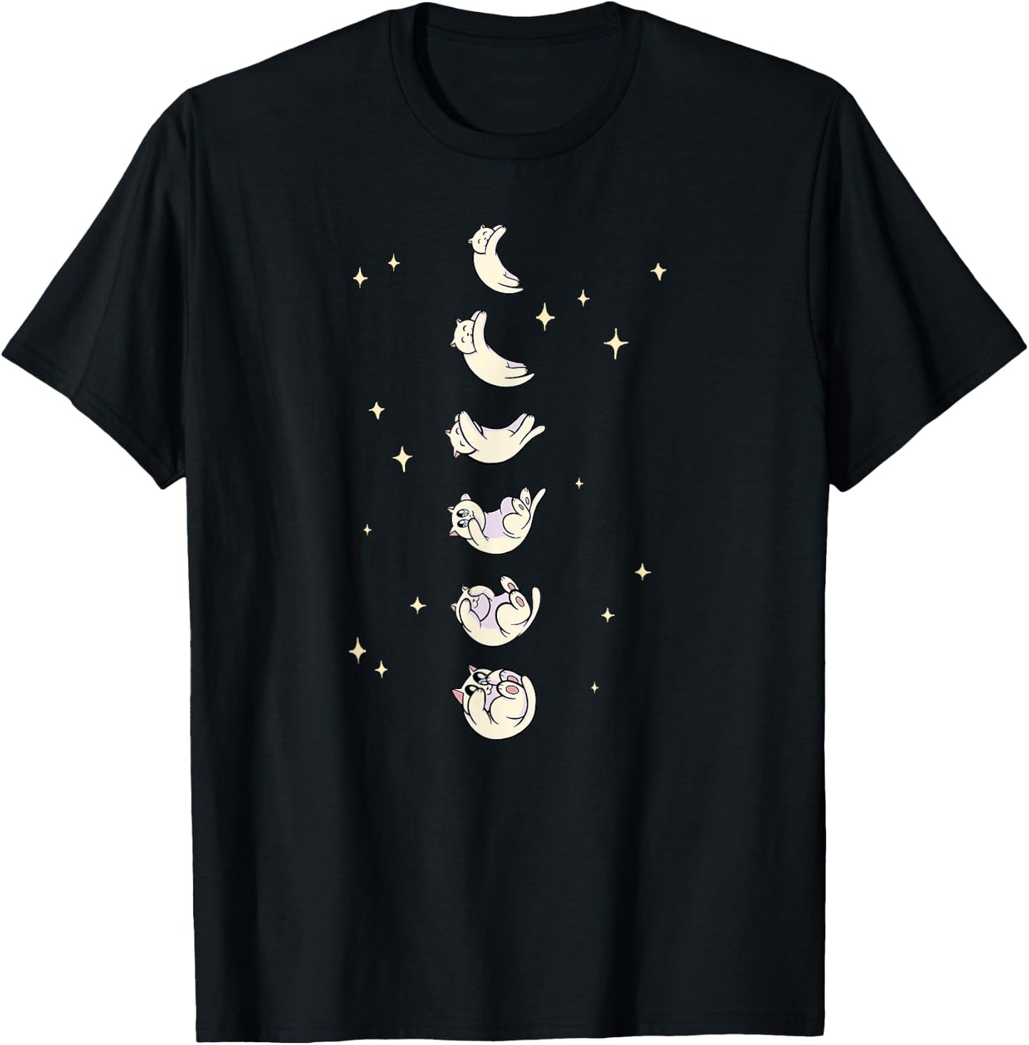 Anime Cat Phases of the Moon Cute T-Shirt - T-Shirt | Black