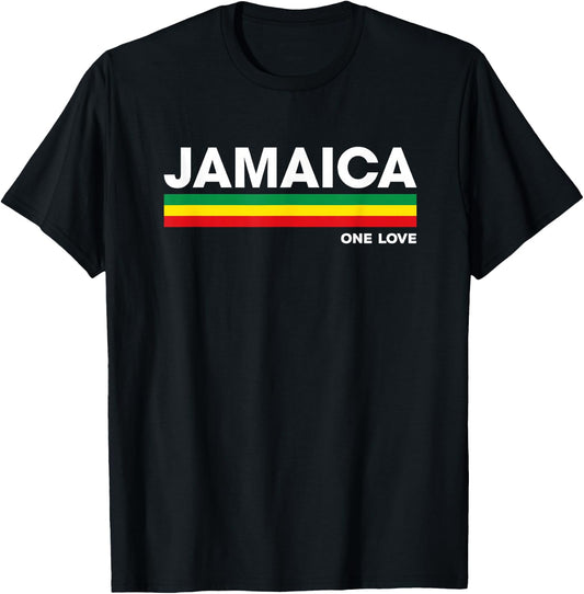Jamaica Retro Reggae Color Bars Jamaican Vacation Souvenir T-Shirt - T-Shirt | Black