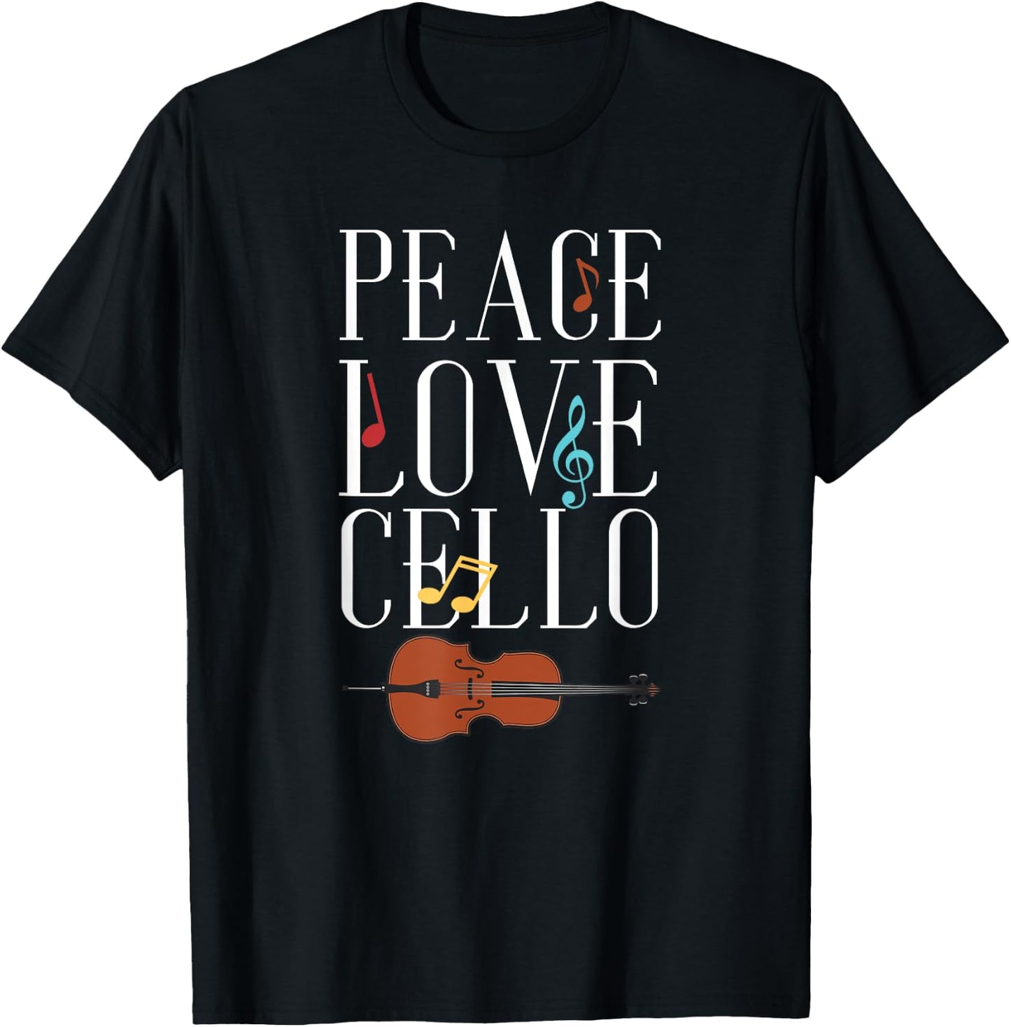 Peace Love Cello | Classical Music | Musician Cellist T-Shirt - T-Shirt | Black