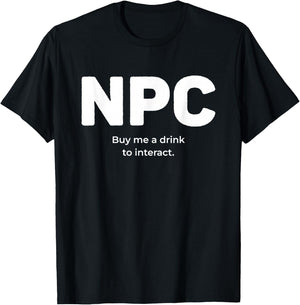 NPC Nonplayable Character Lazy Halloween Gamer Costume T-Shirt - T-Shirt | Black