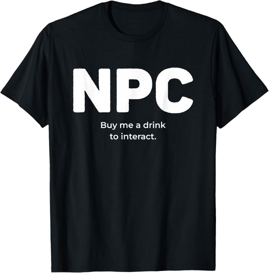 NPC Nonplayable Character Lazy Halloween Gamer Costume T-Shirt - T-Shirt | Black