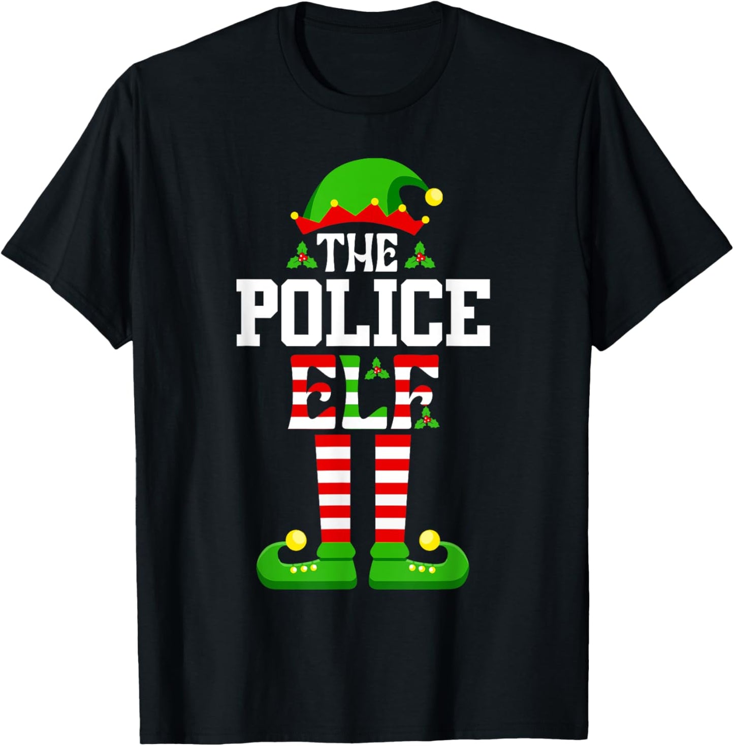 I'm The Police Elf Shirt Funny Christmas Family Matching T-Shirt - T-Shirt | Black