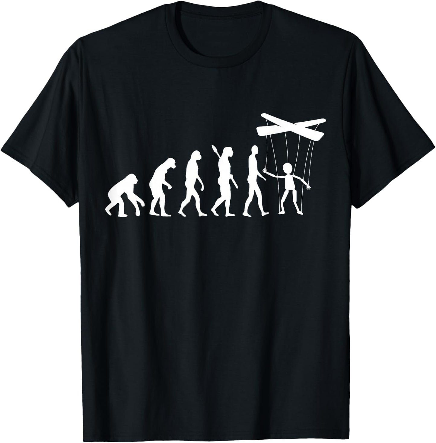Puppeteer Evolution Puppet Ventriloquist Ventriloquism T-Shirt - T-Shirt | Black