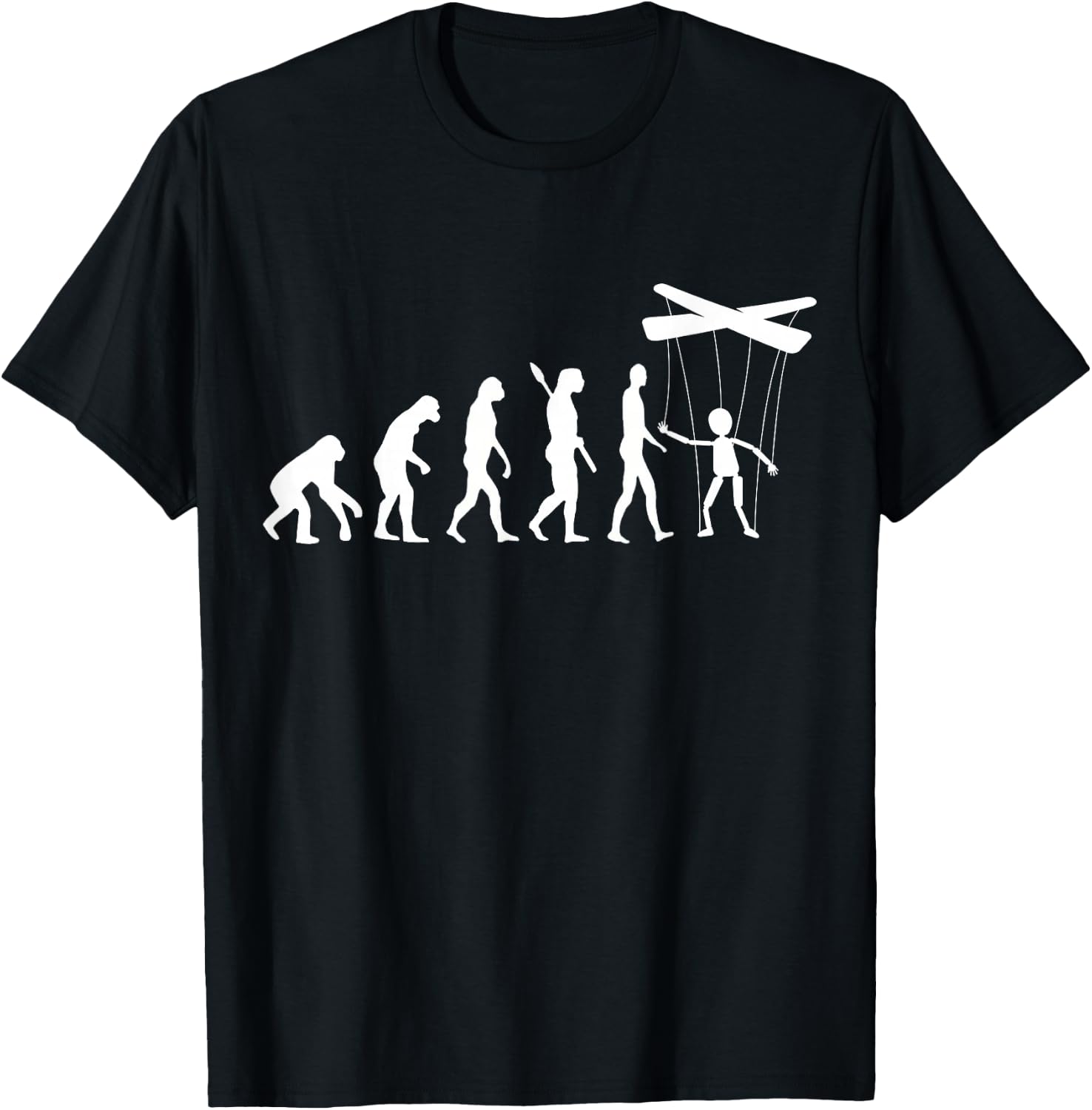Puppeteer Evolution Puppet Ventriloquist Ventriloquism T-Shirt - T-Shirt | Black