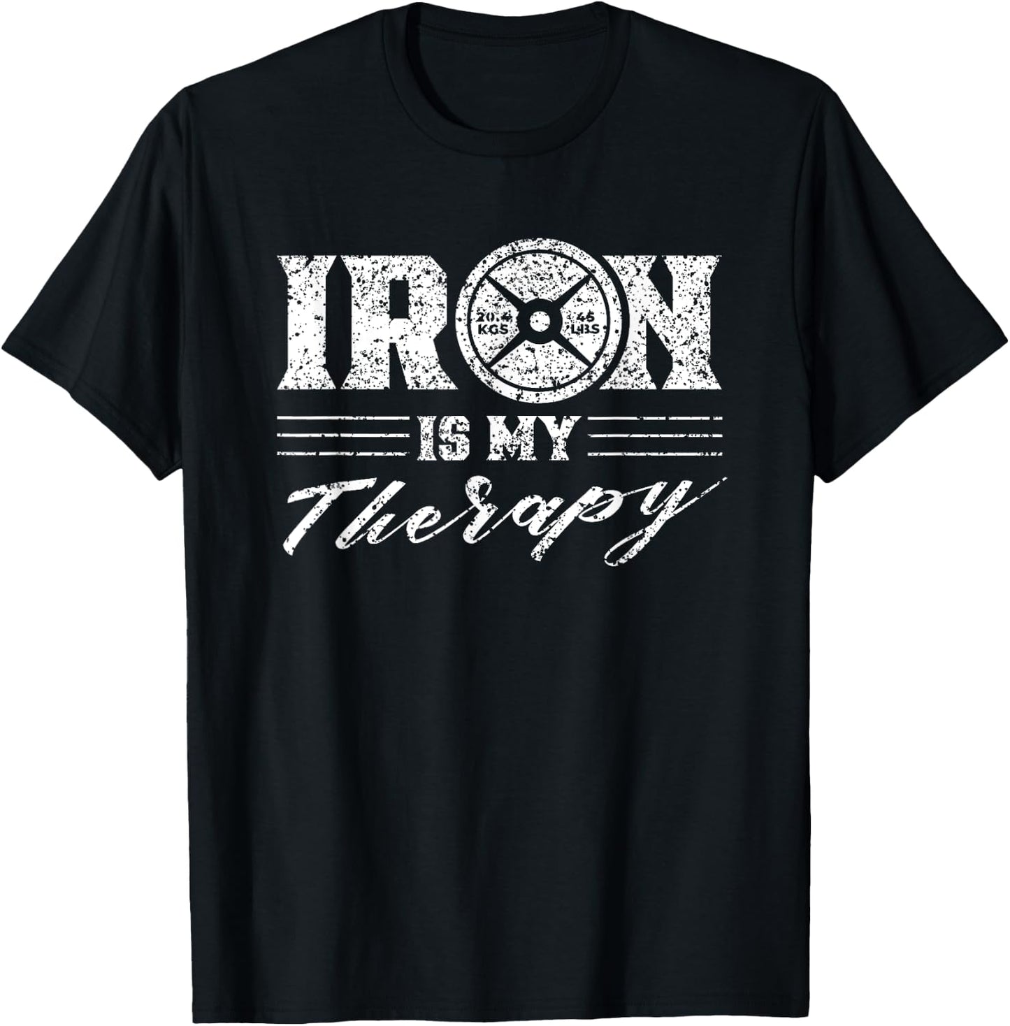 Iron Is My Therapy Gym Weightlifting Fitness Workout T-Shirt - T-Shirt | Black