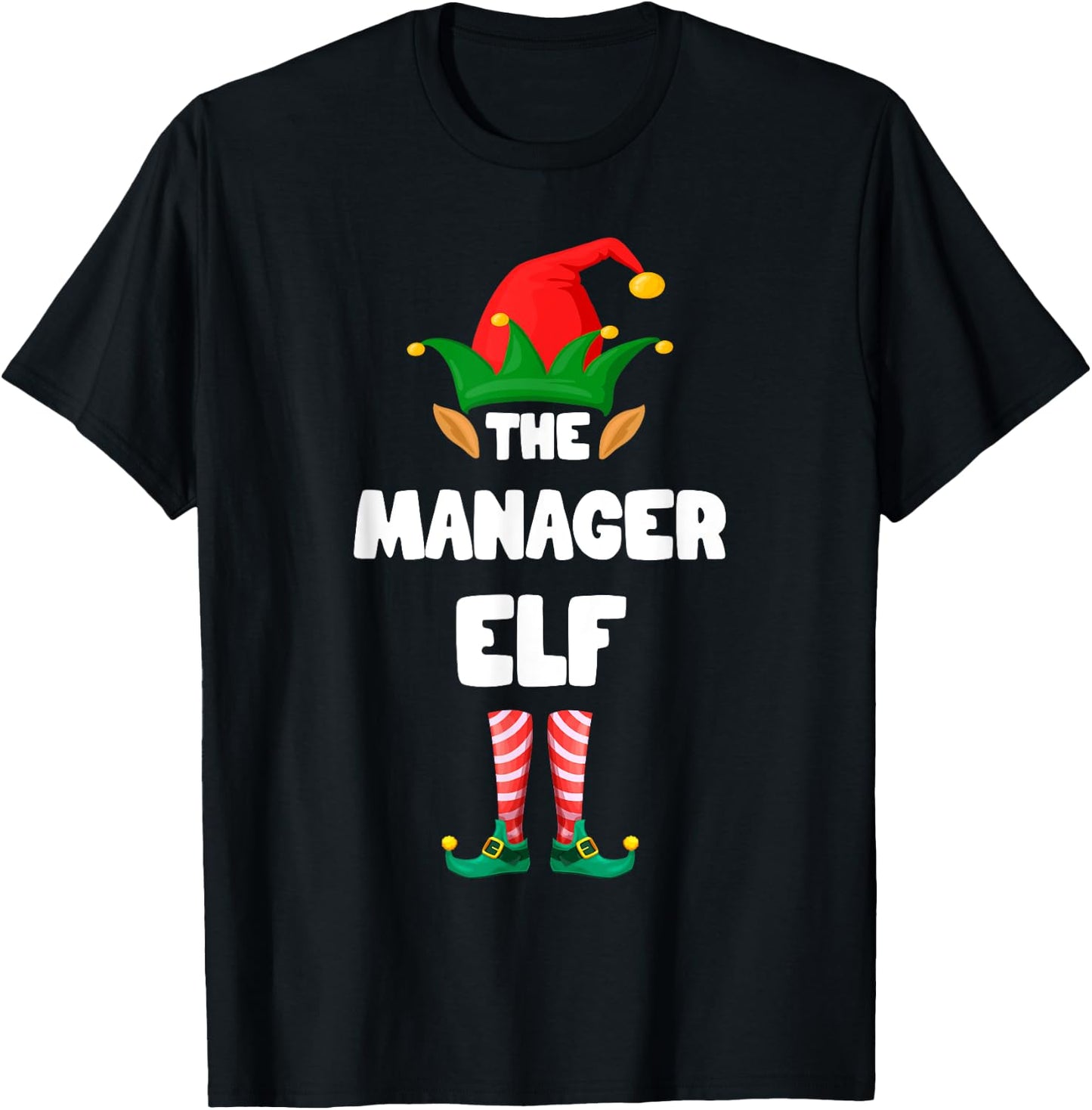The Manager Elf Squad Family Matching Christmas Xmas T-Shirt - T-Shirt | Black