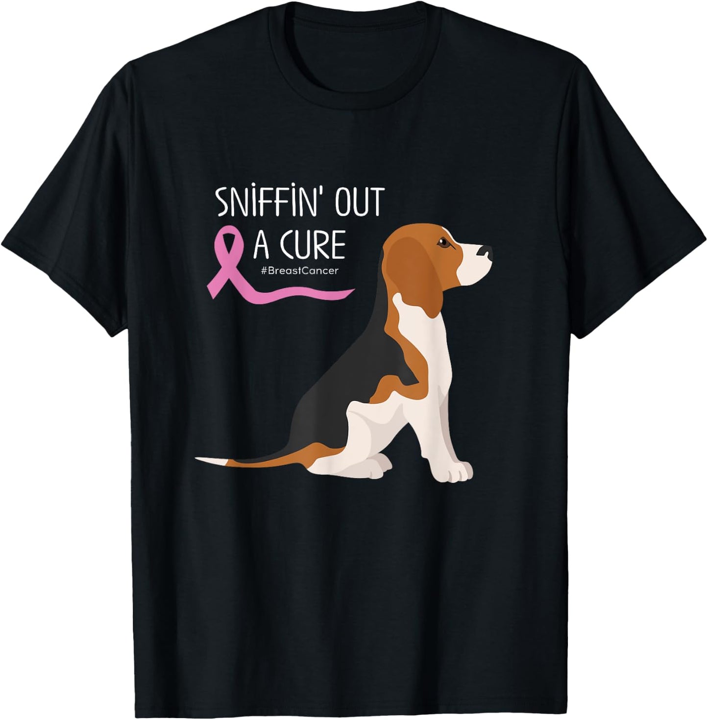 Beagle Dog Lover Breast Cancer Awareness Men Women T-Shirt - T-Shirt | Black