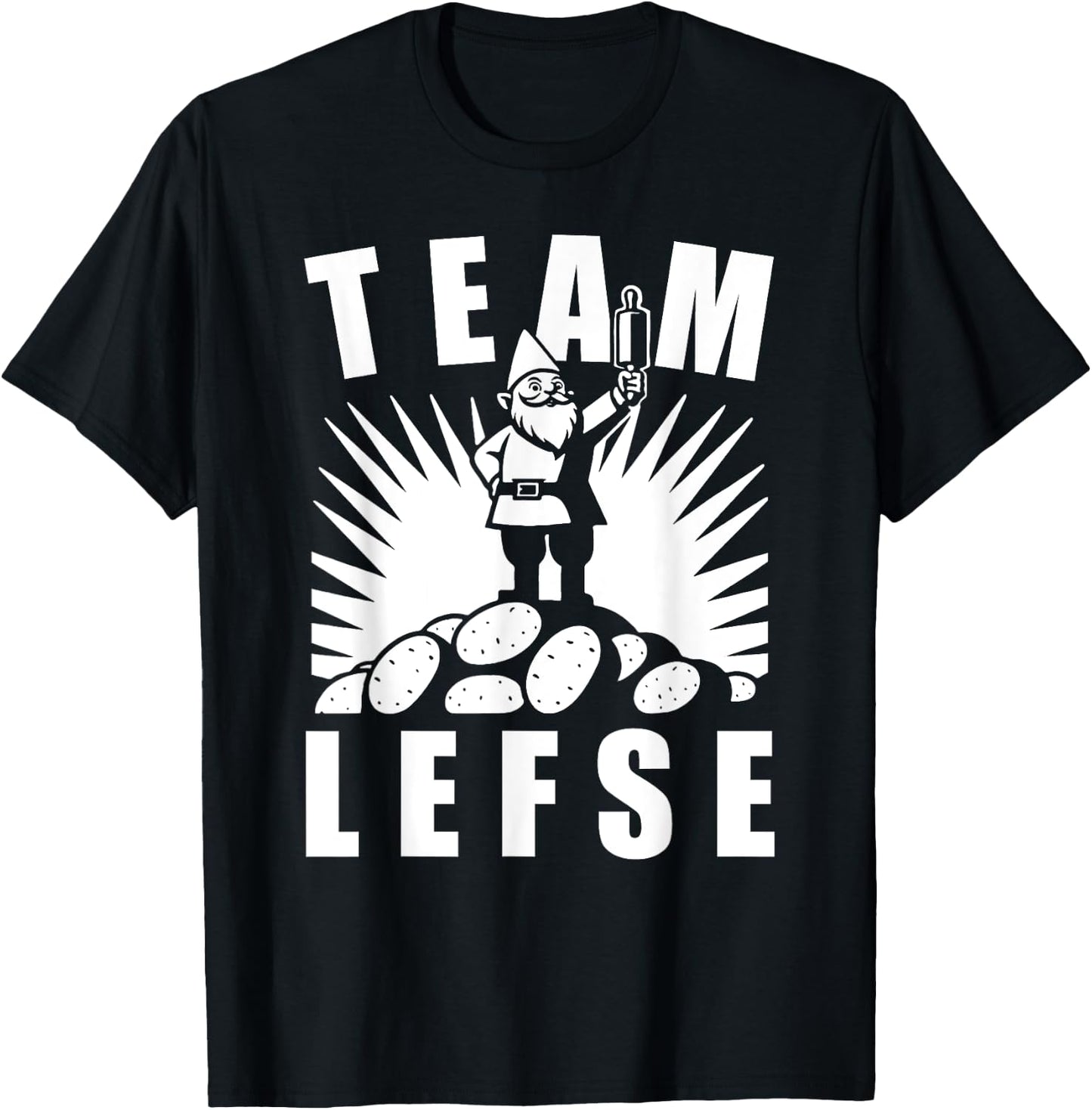 Team Lefse Scandinavian Gnome Christmas Lefse Making T-Shirt - T-Shirt | Black