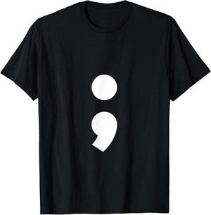 Alphabet Punctuation Semicolon T-Shirt - T-Shirt | Black