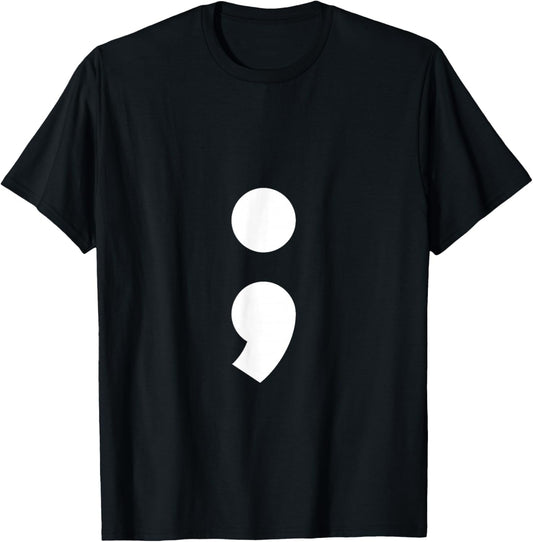 Alphabet Punctuation Semicolon T-Shirt - T-Shirt | Black