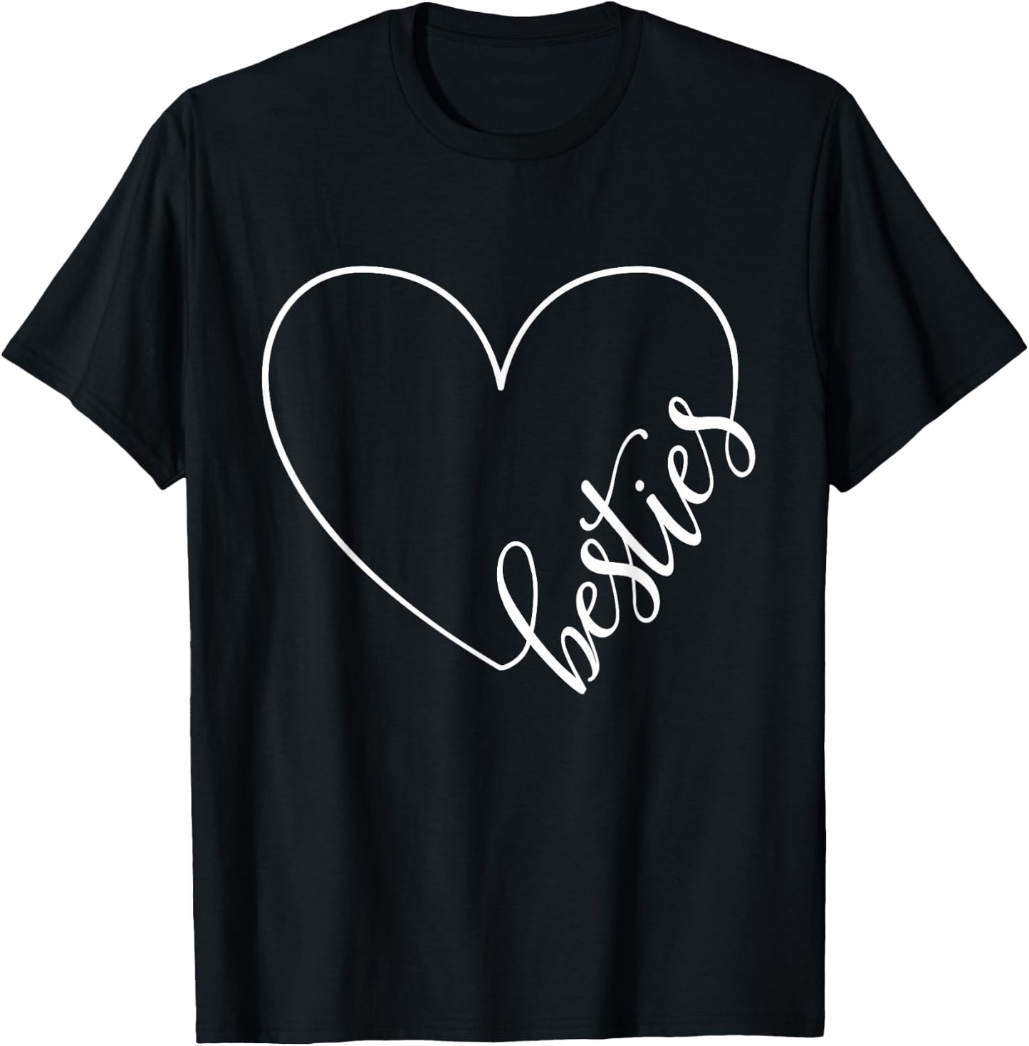 Besties BFF Best Friends Heart Friendship Cute Matching T-Shirt - T-Shirt | Black