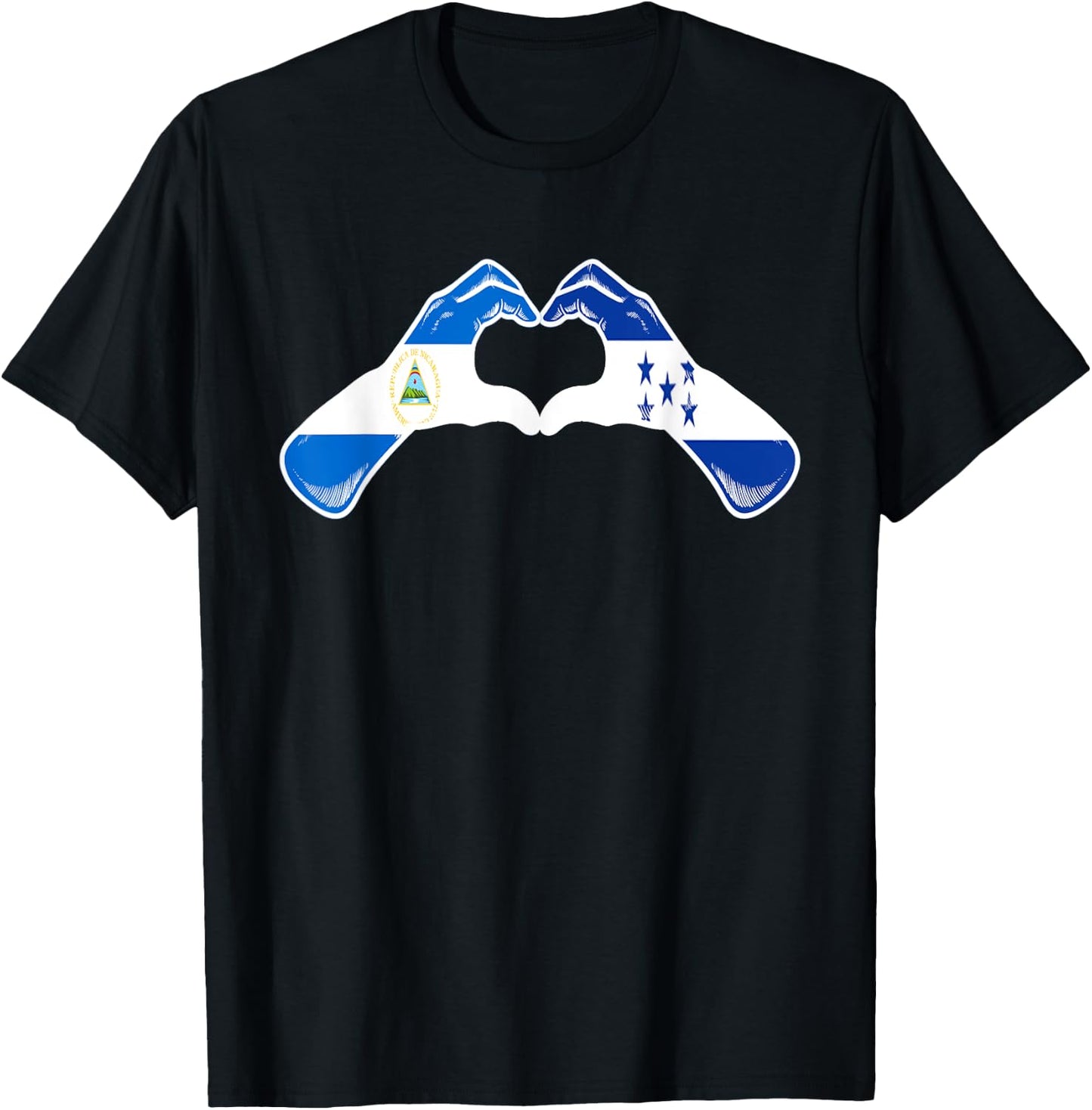 Honduras Nicaragua Flag Honduran Nicaraguan Heart T-Shirt - T-Shirt | Black