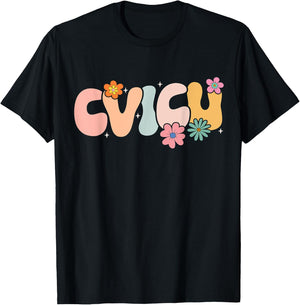 Groovy Cardiovascular Intensive Care Unit CVICU T-Shirt - T-Shirt | Black